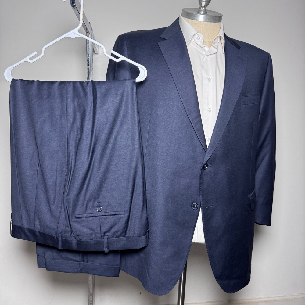 Samuelsohn Suit Mens 49L W40 Navy Blue Solid Super 150s Wool 2-Button Canada